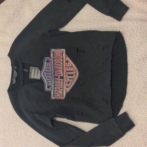 Harley Davidson Black knit long sleeve vintage pullover sweatshirt size M NWT